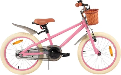 Produktbild von Kinderfahrrad Mädchen 18 Zoll (46 cm) – Mit Stützrädern, Handbremse, Rücktrittbremse & Korb – Rosa