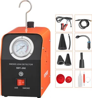 Zdjęcie produktu dla VEVOR wykrywacz dymu samochodowego 15 psi wykrywacz dymu 15 l/min urządzenie do testowania dymu 19,6 cm³ objętości cieczy, samochodowy tester szczelności wykrywacz wycieków paliwa linia pojazdów