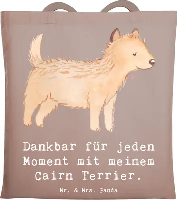 Produktbild von Mr. & Mrs. Panda Einkaufstasche Cairn Terrier Moment - Braun Pastell - Geschenk, canvas tasche, Laptoptasche, Shopping, Tote Bag, Jutebeutel