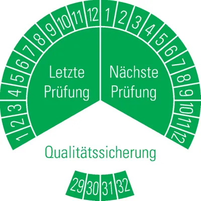 Produktbild von Dreifke® Prüfplakette Qualitätssicherung 29-32, grün, Dokumentenfolie, Ø30mm,...