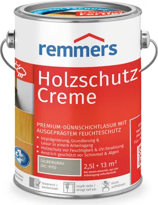 Produktbild von Remmers Holzschutz-Creme 3in1 silbergrau (RC-970) 2,5 l, Holzlasur aussen