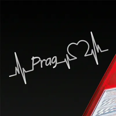 Produktbild von Auto Aufkleber Prag Herz Herzschlag 19x6 cm Silber Sticker Heckscheibenaufkleber