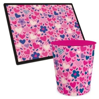 Produktbild von ITENGA Papierkorb Schreibtischunterlage Set - ca. 11 Liter - HERZEN