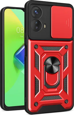 Produktbild von Hülle für Motorola Moto G73 mit Ring Ständer Halter Dia Kameraschutz TPU PC Hybrid Handyhülle Rot