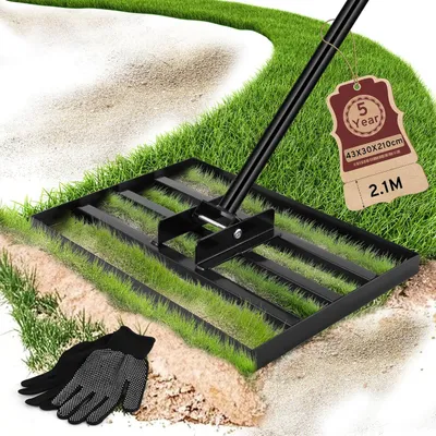 Zdjęcie produktu dla Grabie do wyrównywania trawnika 43 x 30 cm, regulowany trzonek 210 cm, do ogrodu