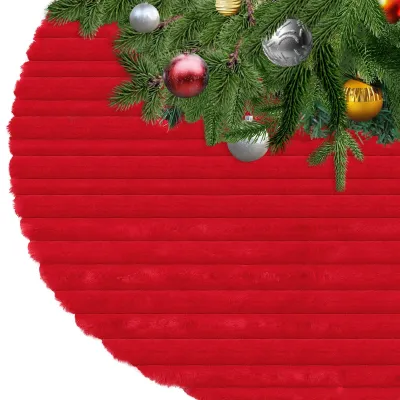 Productafbeelding van Festieve Kerstboomrok van Pluche in Rood