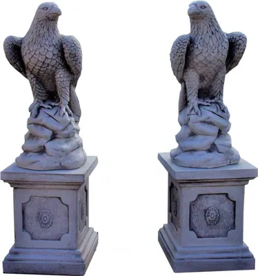 Produktbild von 2xSteinadler Raubvogel Greifvogel Gartenfigur 2xSäulensockel Steinsäule Säule