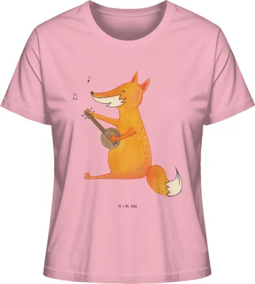 Produktbild von Mr. & Mrs. Panda Shirt Damen Fuchs Gitarre Größe M - Baumwolle Pink - Geschenk, Optimistisch, Lagerfeuer, Basic, Musik, Oberteil, T-Shirt, Frauen, Kurzarmshirt, Singen