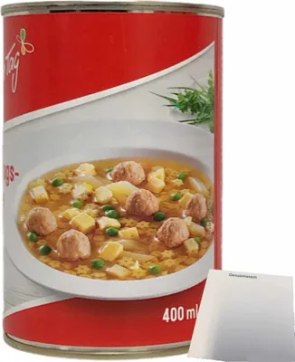 Produktbild von Jeden Tag Festtagssuppe mit Fleischklößchen und Eierstich (400ml Dose) + usy Block
