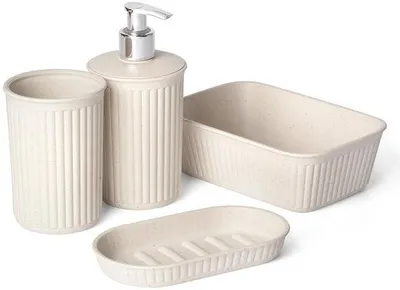 Image de Ensemble de salle de bain minimaliste 4 pièces en matériaux recyclés