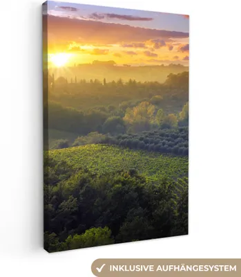Zdjęcie produktu dla OneMillionCanvasses® - Obrazy na płótnie - 90x140 cm, Toskania - Krajobraz - Słońce, Dekoracja ścienna - Zdjęcie na płótnie - Obraz na drewnianej ramie - Dekoracja ścienna - Sypialnia