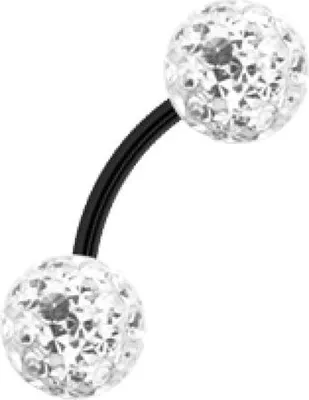 Produktbild von Karisma Black Edelstahl Augenbrau Piercing Sealed mit Kristall Elements 3/3mm Weisse Kugeln Epoxyharz Stärke 1,2mm - 8.0 Millimeter