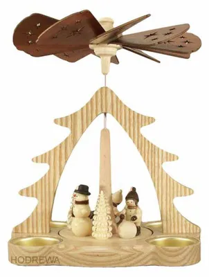 Produktbild von Tischpyramide Winterkinder mit Schneemann Höhe 22cm NEU