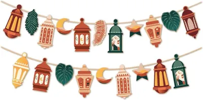 Produktbild von Girlande Q2P – Eid Mubarak – Dekoration – Ramadan – Zuckerparty – Girlande – Dekoration – Islam – farbig – 100 cm