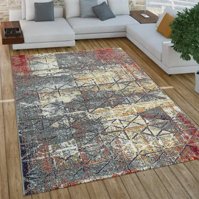 Immagine prodotto di Tappeto da salotto a pelo corto Boho Vintage Design Motivi geometrici Dimensioni 120x170 cm
