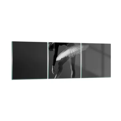 Produktbild von Bilder auf glas - 3 Teile - Ballerina Figur Schwarz und Weiß - 90x30cm - Glasbilder - Wandbilder - Bilder - Wanddekoration aus Glas - Glas Bilder - Wandbild auf Glas - GCA90x30-4400