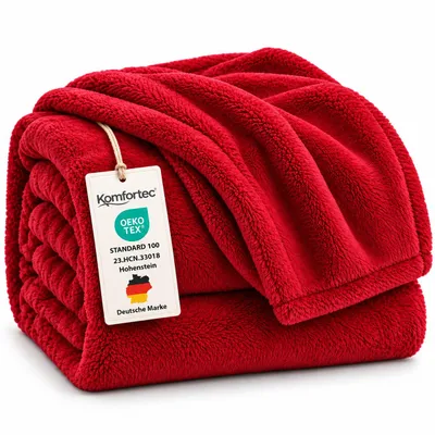 Produktbild von Wohndecke Kuscheldecke 260 g/m², flauschige Wohndecke, Fleecedecke, Rot