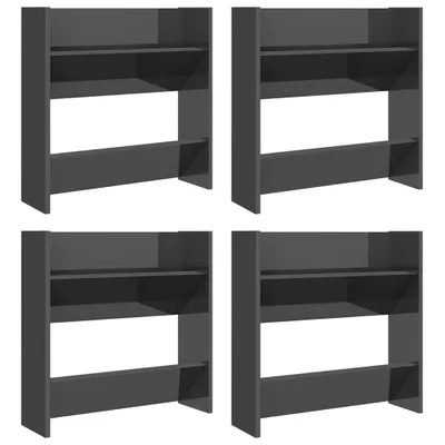 Produktbild von vidaXL Wand-Schuhschränke 4 Stk. Hochglanz-Grau 60x18x60cm