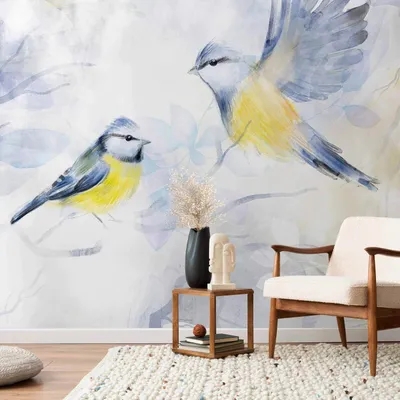 Produktbild von Selbstklebende Folie Fototapete - Watercolor Tit - First Variant 343x256 cm Tiere g-A-10045-a-a