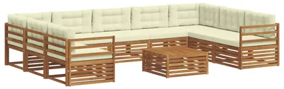 Immagine prodotto di Set di divani da esterno con cuscino 10 pcs Naturale e Crema