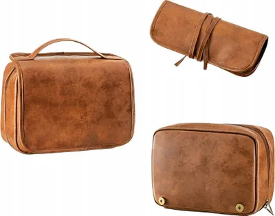 Produktbild von Leder-Kosmetiktasche – eine elegante Tasche für Kosmetikartikel und Accessoires