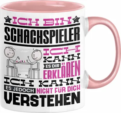 Produktbild von Schachspieler Geschenk Kaffee-Tasse Geschenkidee für Schachspieler Ich Bin Schachspieler Ich Kann Es Dir Erklären Jedoch Nicht Für Dich Verstehen Spruch Lustig (Rosa)