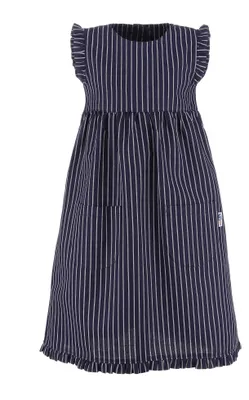 Produktbild von modAS Kinder Fischerkleid Mädchenkleid Maritim - Streifenkleid Kleid für Mädchen mit Streifen aus Baumwolle schmal gestreift Blau in Größe 92