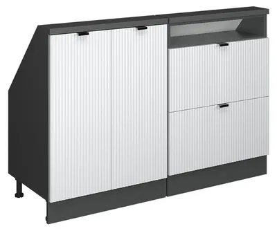 Produktbild von Dachschrägenschrank-Set Vicco Rion Weiß Riffel 120 cm 2er Set, Model 59699