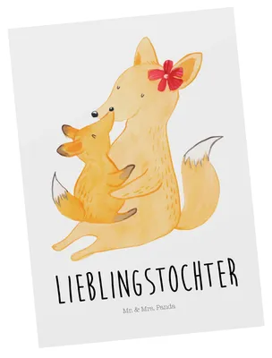 Produktbild von Mr. & Mrs. Panda Postkarte Fuchs Mama - Weiß - Geschenk, Ansichtskarten, Postkarten, kunstkarte, Schoß, Mutter, Umarmen, Grußkarte, Muttertag, bildkarte