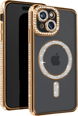 Image de Avizar, étui en diamant pour iPhone 15 - protection MagSafe avec bordures en strass, or