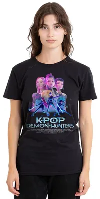 Zdjęcie produktu dla Plakat "Kpop Demon Hunters Huntrix" - damska koszulka, czarna, rozmiar L