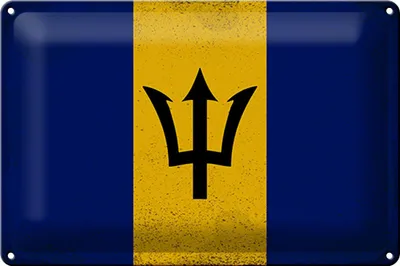 Produktbild von Blechschild Flagge Barbados 30x20cm Flag Barbados Vintage