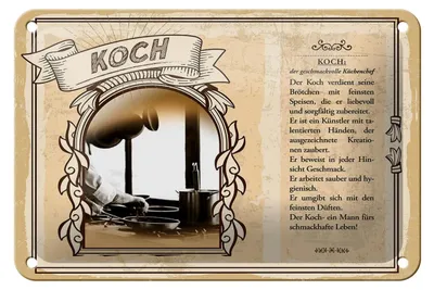 Produktbild von Blechschild Berufe 18x12cm Koch Speisen Geschmack Hygiene Schild