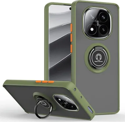 A phone case with a ring holder is shown from two angles against a white background.