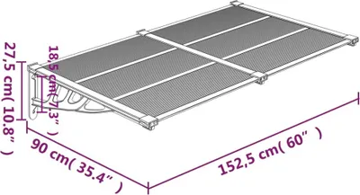 Produktbild von vidaXL Türvordach Schwarz und Transparent 152,5x90 cm Polycarbonat