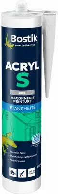 Image de Mastic acrylique BOSTIK Acryl S - Gris - Cartouche 310 ml - 30613664