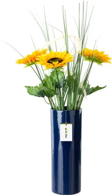 Obrázek produktu pro Keramická váza na květiny tmavě modrá lesklá H 31,5 cm D 11,7 cm Dekorativní stolní váza Tube Flowers Deco Orchid Modern Glamour