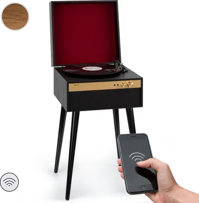 Image de Auna Platine Vinyle Bluetooth, Tourne Disque Vinyle avec Haut parleur, Tourne-disques Audio Vinyle 33 Tours, Chaine Hifi avec Platine Vinyle, Lecteur Vinyles Vintage, Émetteur et Récepteur Bluetooth