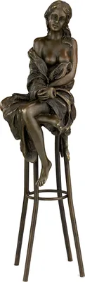 Image de Moritz Statue en bronze Femme sur un tabouret de bar Hauteur 27 cm 0,8 kg Sculpture Statue Antique