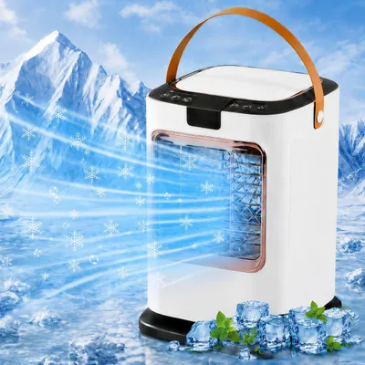 Produktbild von Mini Klimaanlage,RGB Luftkühler,Tragbare USB Ventilator mit 6 Stufen,Nano-Spray,1300ml Wassertank,Automatischer Timer,Fernbedienung,Leiser