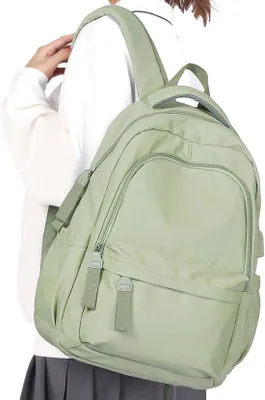 Obrázek produktu pro Voděodolný dámský školní batoh na 14palcový notebook, světle zelený, s USB