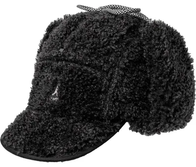 Kangol Pilotenmütze in Teddyfell-Optik in schwarz