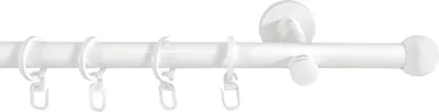 Produktbild von SN Deco Gardinenstange Straßburg, 19 mm, 1-läufig, Stahl, Komplett-Set mit Ringen, Auflageträger, 240 cm, weiß