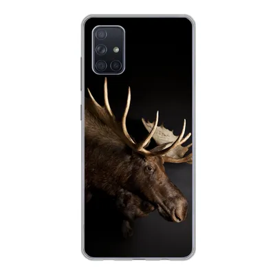 Produktbild von MuchoWow® Handyhülle Schutzhülle Hülle für Samsung Galaxy A71 Elch - Geweih - Porträt Silikon Softcase Handy Hülle - Kartenbesitzer