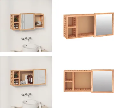 Produktbild von vidaXL Spiegelschrank 80x17x34 cm Massivholz Nussbaum - Spiegelschrank - Spiegelschränke - Badezimmermöbel - Badmöbel