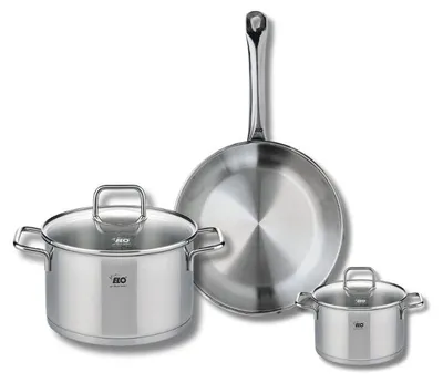 Image de Ensemble de 1 Poêle de cuisson 24 cm et 2 faitouts 12 et 20 cm Elo Profi Citrin
