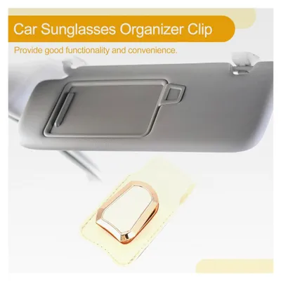 Produktbild von Sonnenbrillen-Clip für Auto mit Magnetischem Halter aus Kunstleder/Metall Beige 9x4,5cm 1 Stück