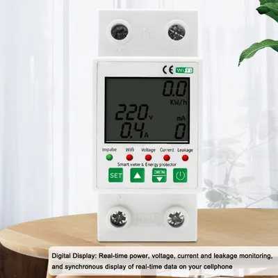 Image de Tuya WiFi 2P Intelligent Leakage Protecting Switch Current Voltage Monitoring Timer Function Power Meter Compatible with Amazon Alexa and home for Voice Control (en anglais)