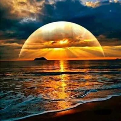Produktbild von 5D DIY Diamond Set Full Diamond Diamond Painting Living Room Wall Stickers,Sunset(12X12inch/30X30CM)