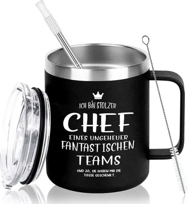 Image de Livole Chef Cadeaux 350 ml Acier inoxydable Tasse à café Noir